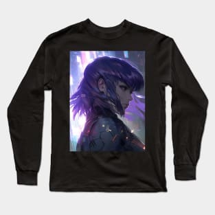 Cybernetic Journeys: Ghost in the Shell Aesthetics, Techno-Thriller Manga, and Mind-Bending Cyber Warfare Art Long Sleeve T-Shirt